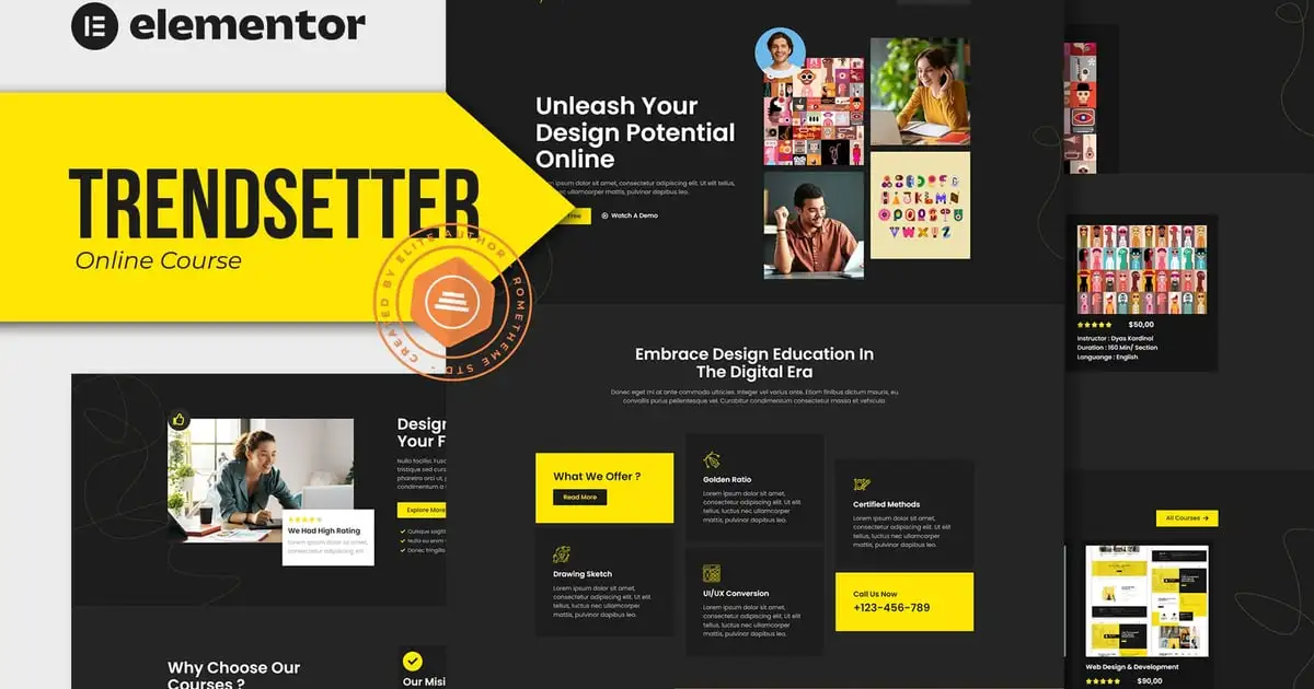 Trendsetter – Online Design Courses Elementor Pro Template Kit