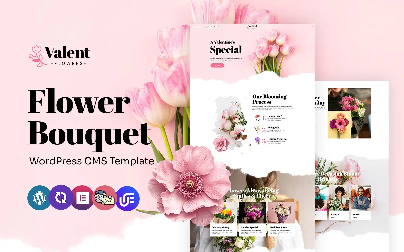 Valent – Flower Boutique, Wedding Flowers And Florist Multipurpose WordPress Elementor Theme WordPress Theme