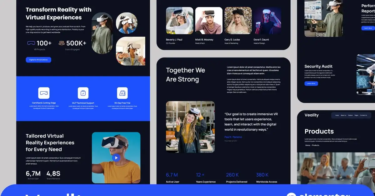 Veality – Virtual Reality Service Elementor Template Kits