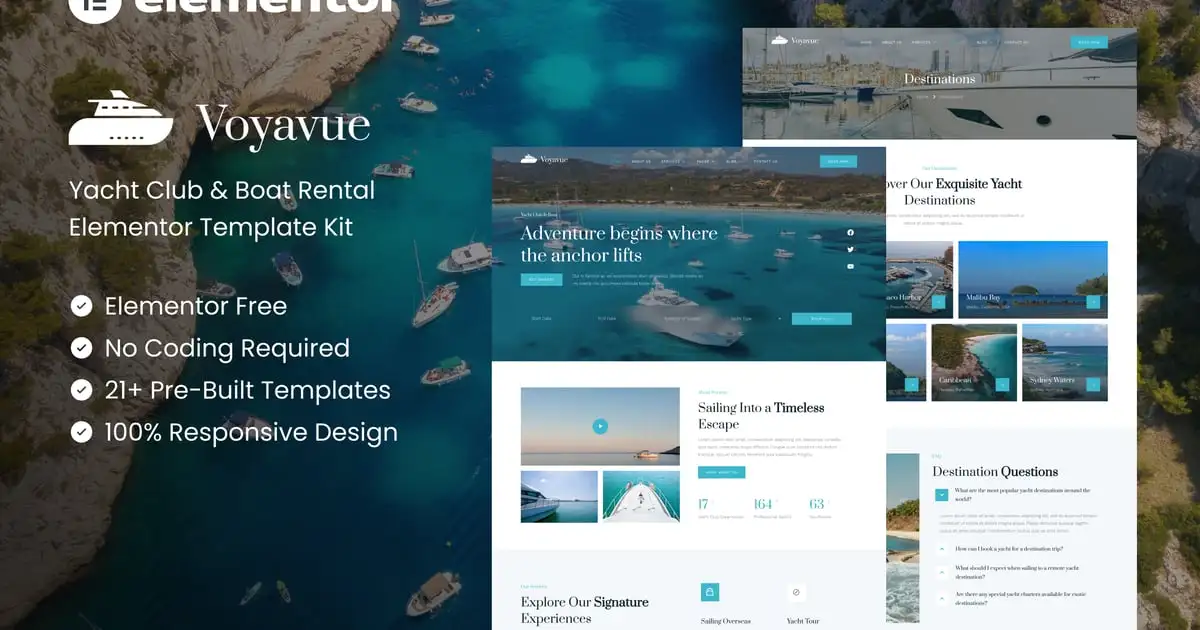 Voyavue – Yacht Club & Boat Rental Elementor Template Kit