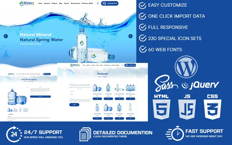 Watera – Water Delivery Company WooCommerce WordPress Theme WooCommerce Theme