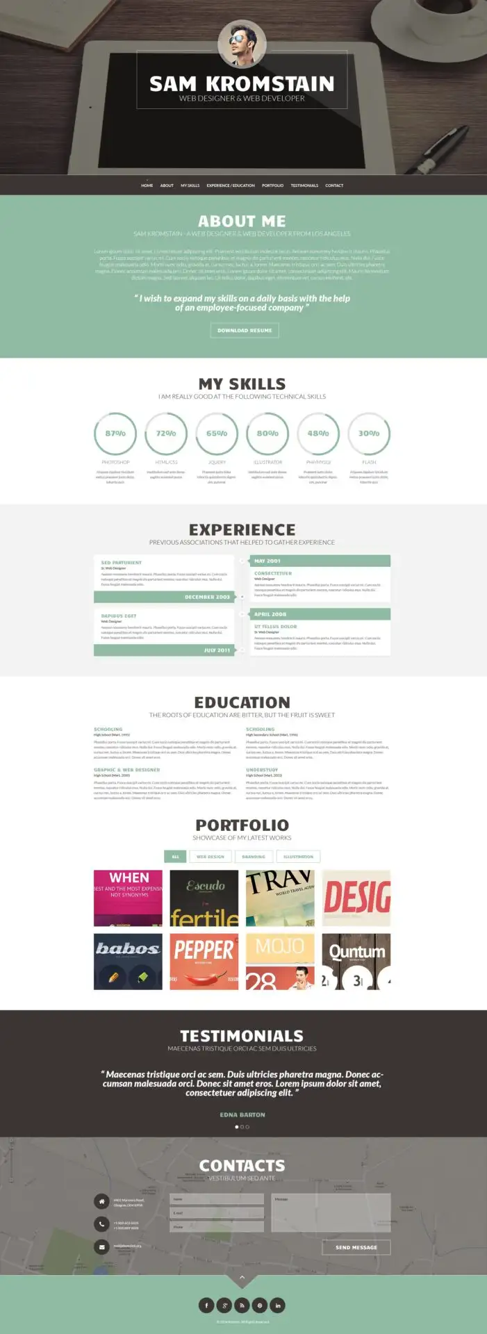 Web Developer CV WordPress Theme