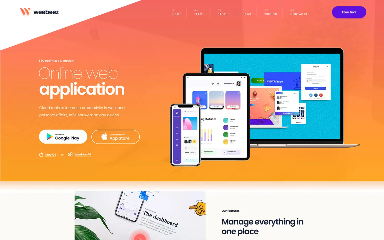 Weebeez – Web Application WordPress Theme
