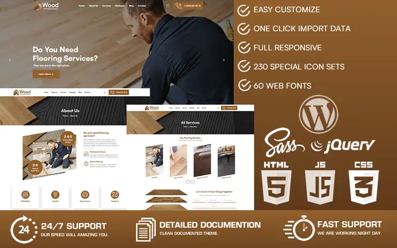 Wood – Flooring Company WordPress Theme