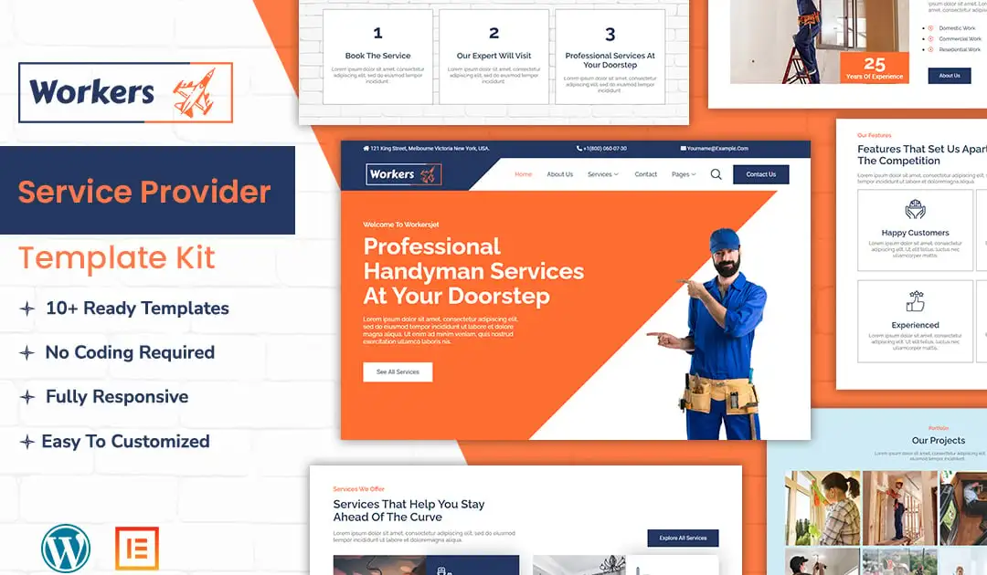 WorkersJet – Handyman & Repair Service Elementor Template Kit