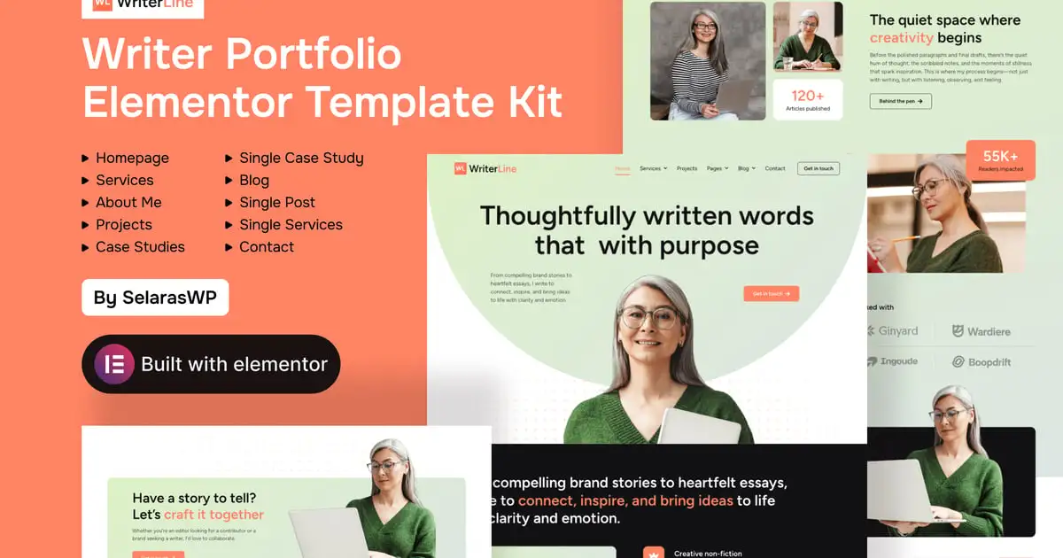 WriterLine – Writer Portfolio Elementor Template Kit