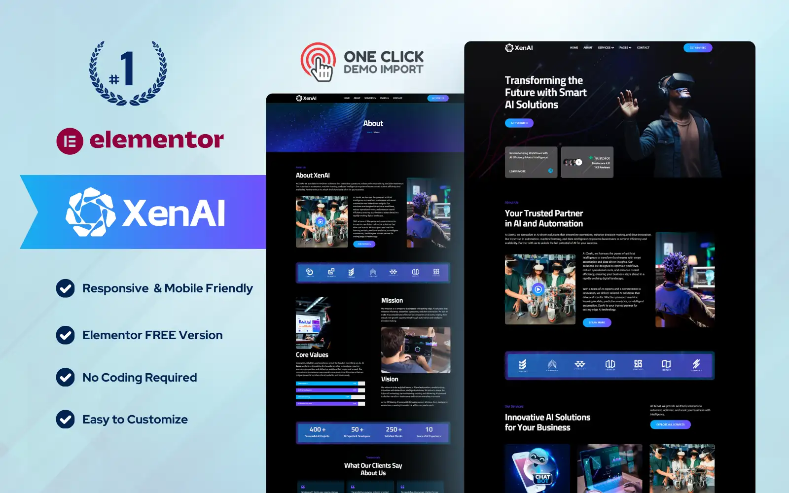 XenAI – AI Marketing Agency WordPress Elementor Template Kits Elementor Kit
