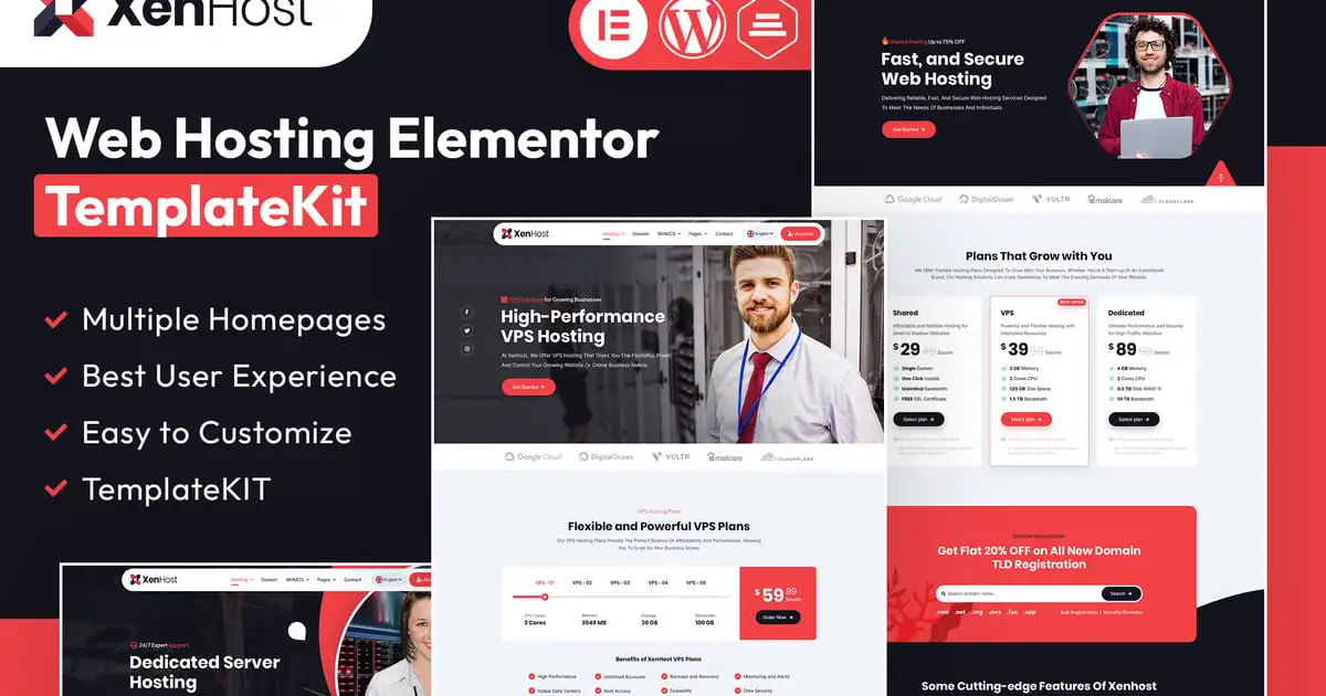 xenhostcover XenHost – Web Hosting Elementor Template Kit