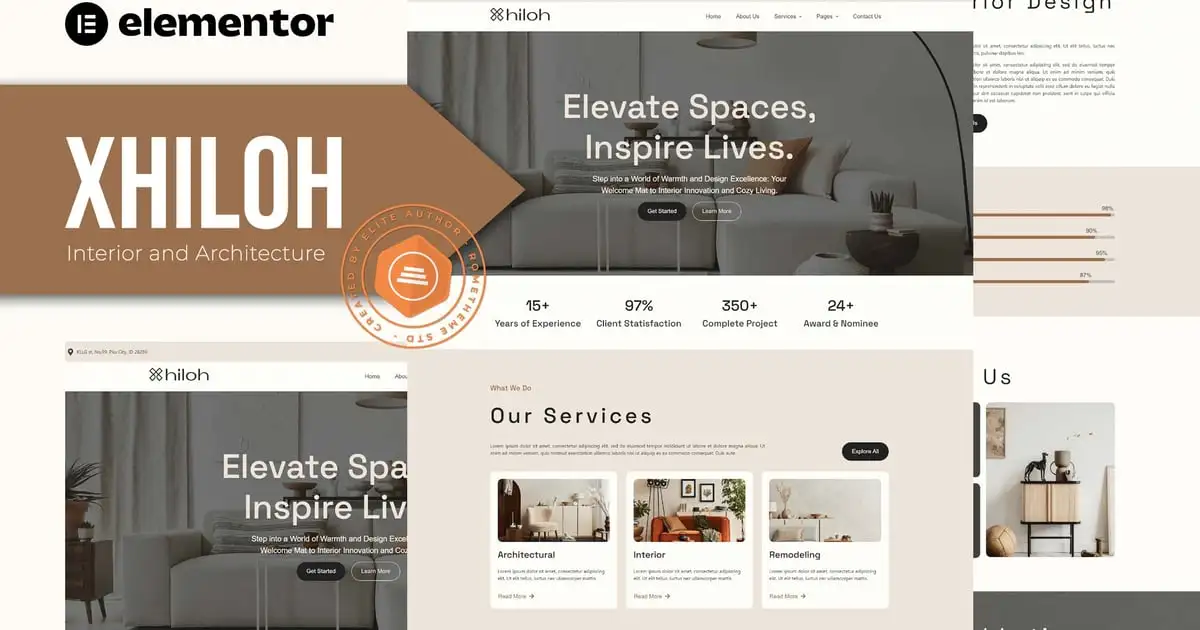 Xhiloh – Interiors & Architecture Elementor Template Kit