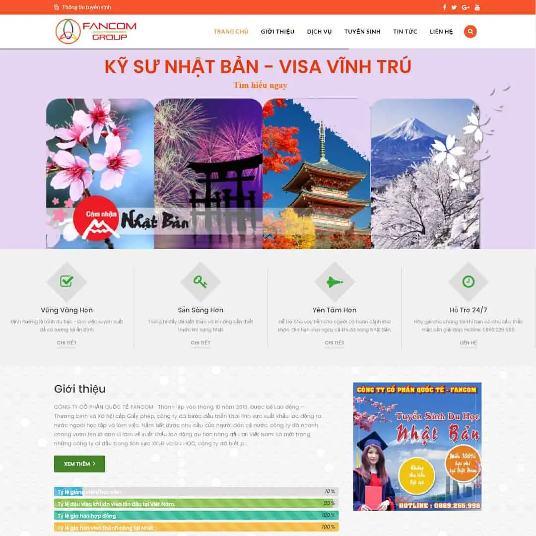 Theme WordPress công ty xuất khẩu lao động 01