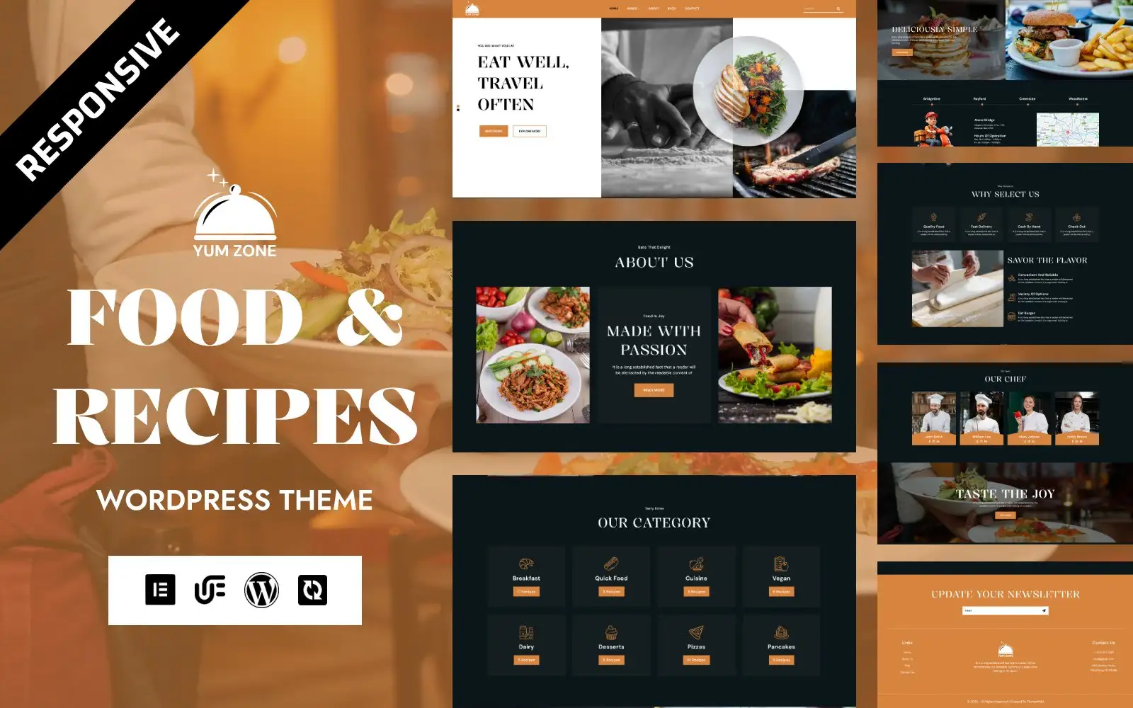 Yum Zone – Recipes & Cooking Tips WordPress Elementor Theme WordPress Theme