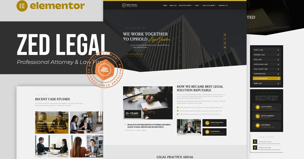 Zed Legal – Professional Attorney & Law Firm Elementor Template Kit