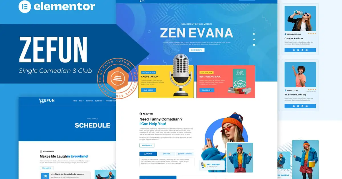 Zefun – Comedian & Entertainer Elementor Template Kit
