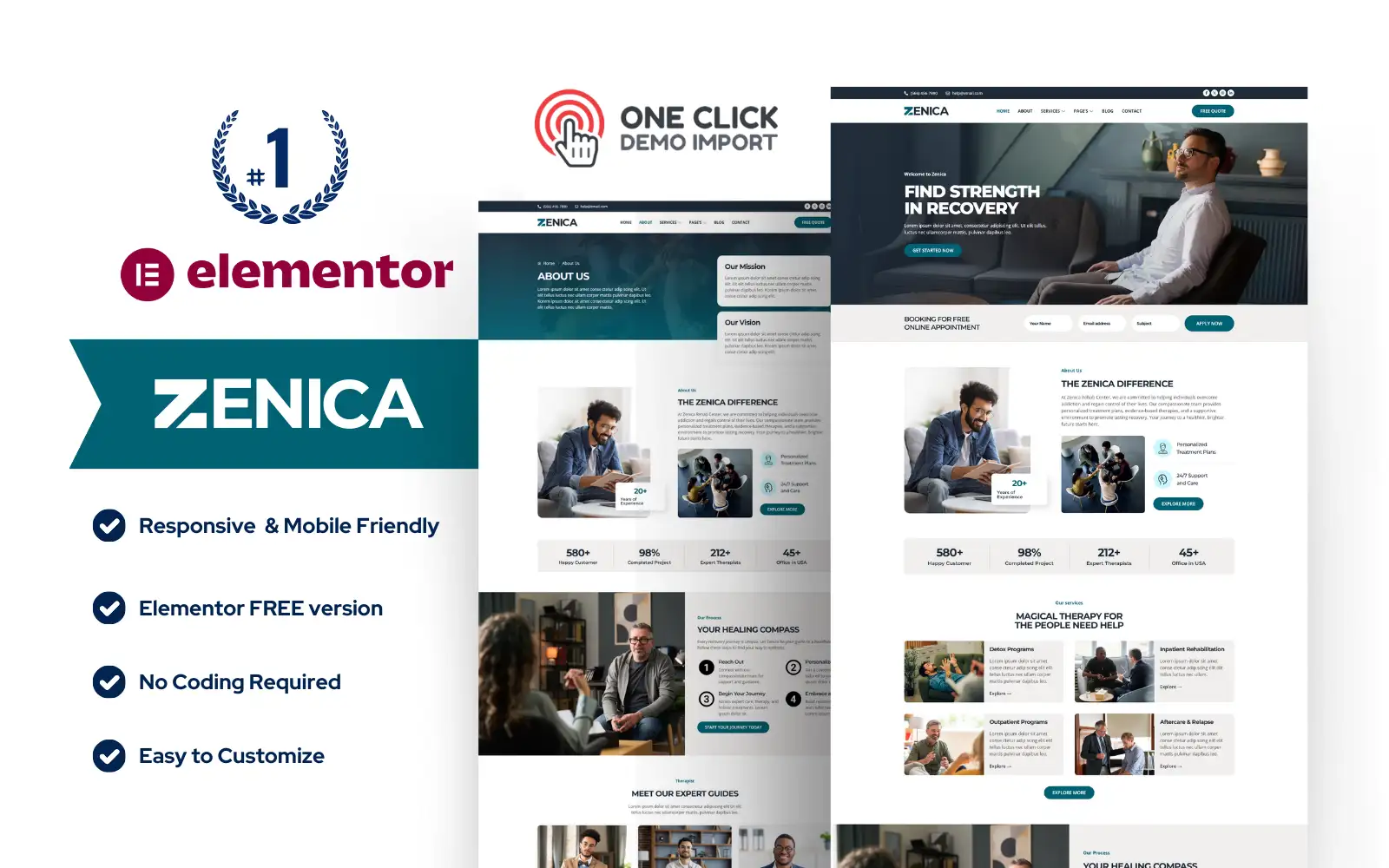Zenica — Addiction Recovery & Healthcare Rehabilitation Center WordPress Elementor Template Kit Elementor Kit
