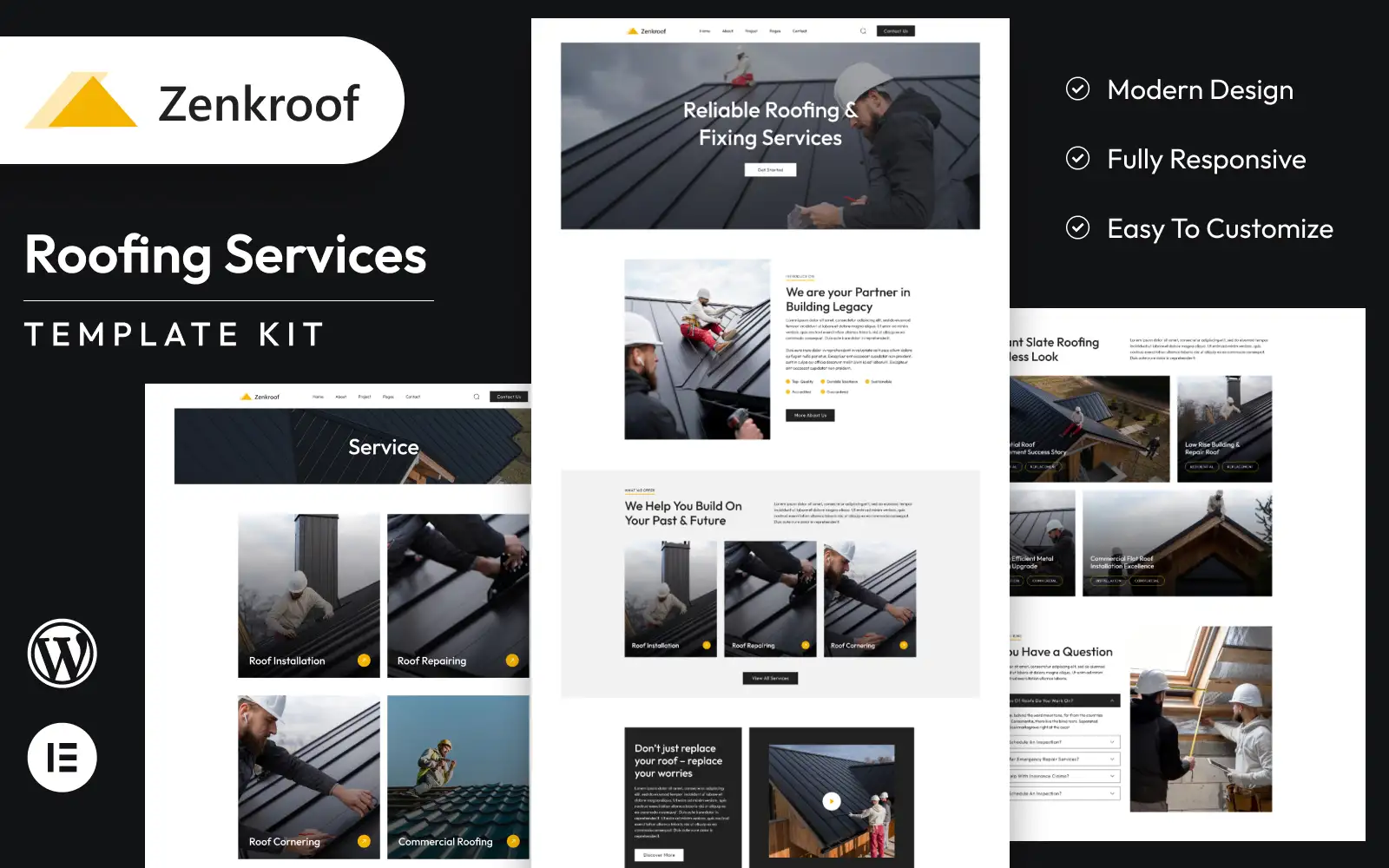 Zenkroof – Roofing Services Elementor Template Kit Elementor Kit