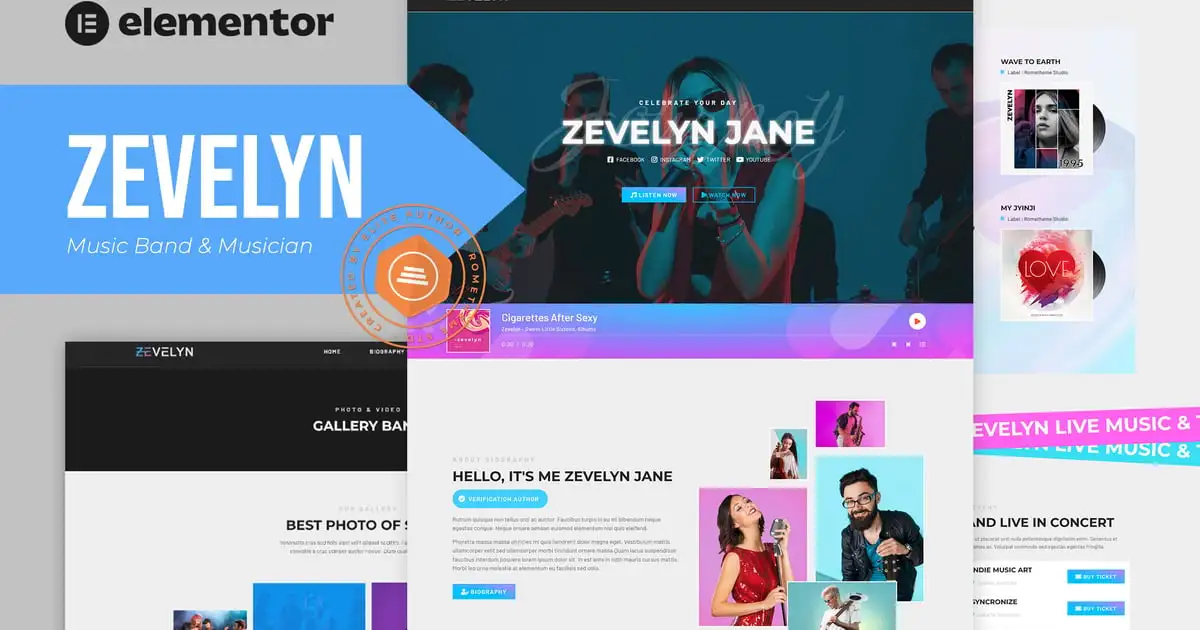 Zevelyn – Music Band & Musician Elementor Template Kit