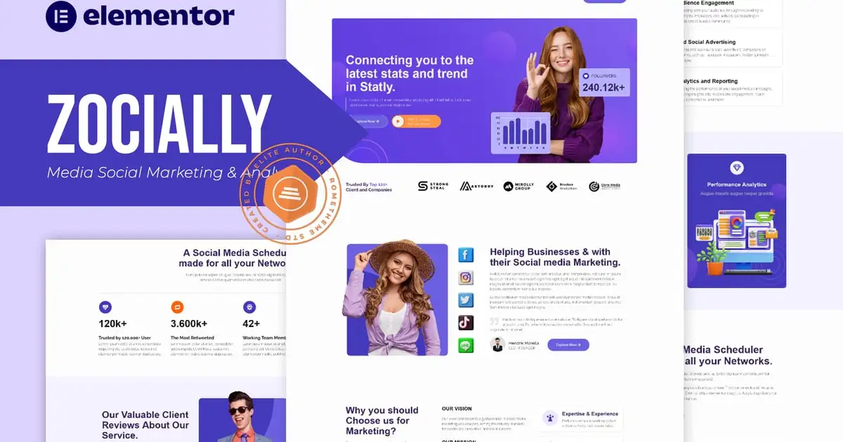Zocially – Social Media Marketing & Analythic Elementor Template Kit