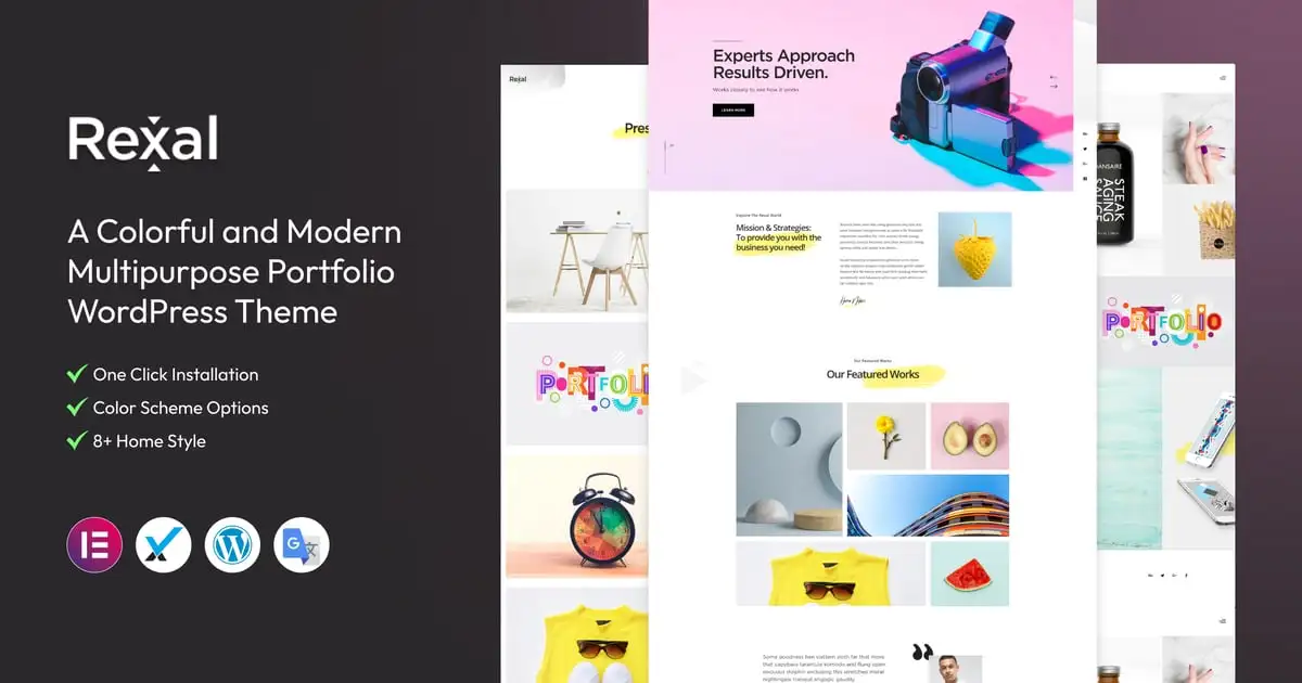 Rexal – A Colorful Portfolio WordPress Theme