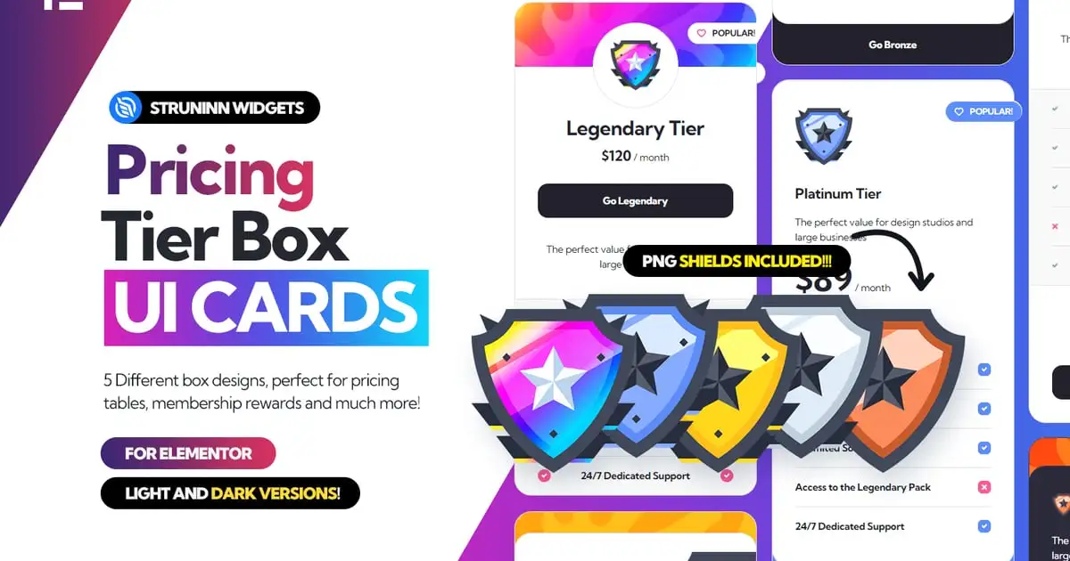 Pricing Tier Box – UI Cards for Elementor