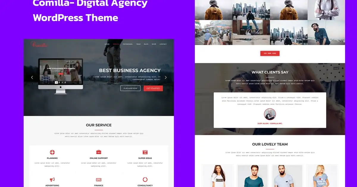 Comilla – Digital Agency One Page WordPress Theme