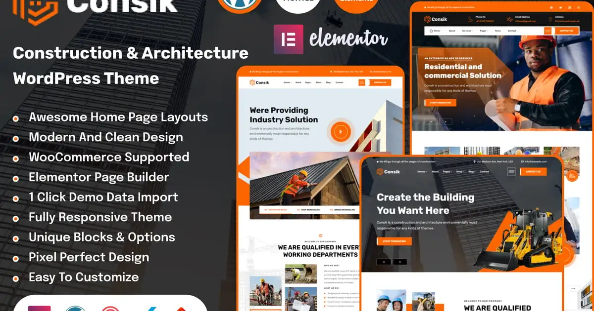 Consik – Construction Service WordPress Theme