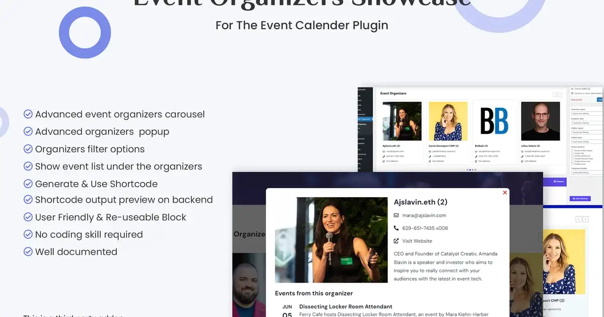 Event Organizers Showcase for The Event Calendar