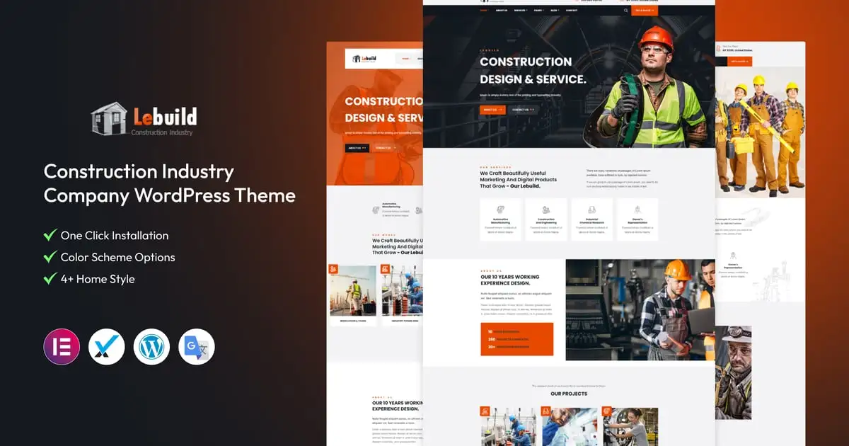 Lebuild – Construction Company WordPress Theme