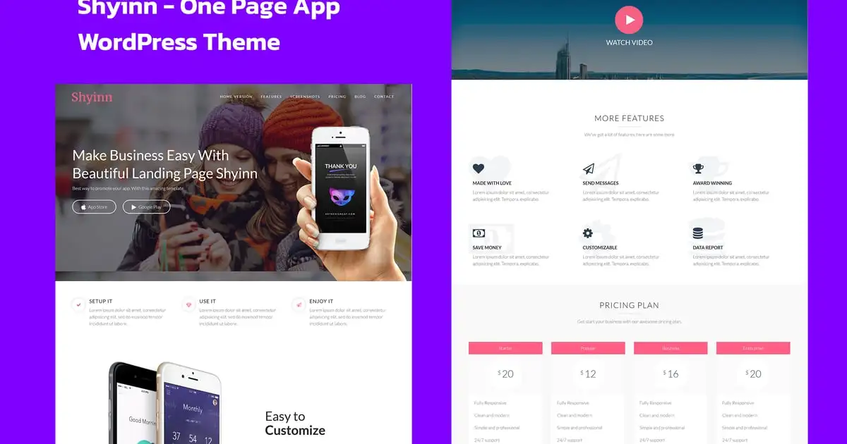 Shyinn – One Page App WordPress Theme