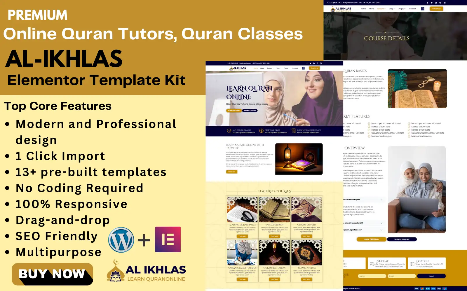 Al-Ikhlas – Online Quran Tutors, Online Quran Classes Elementor Template Kit WordPress Elementor Kit