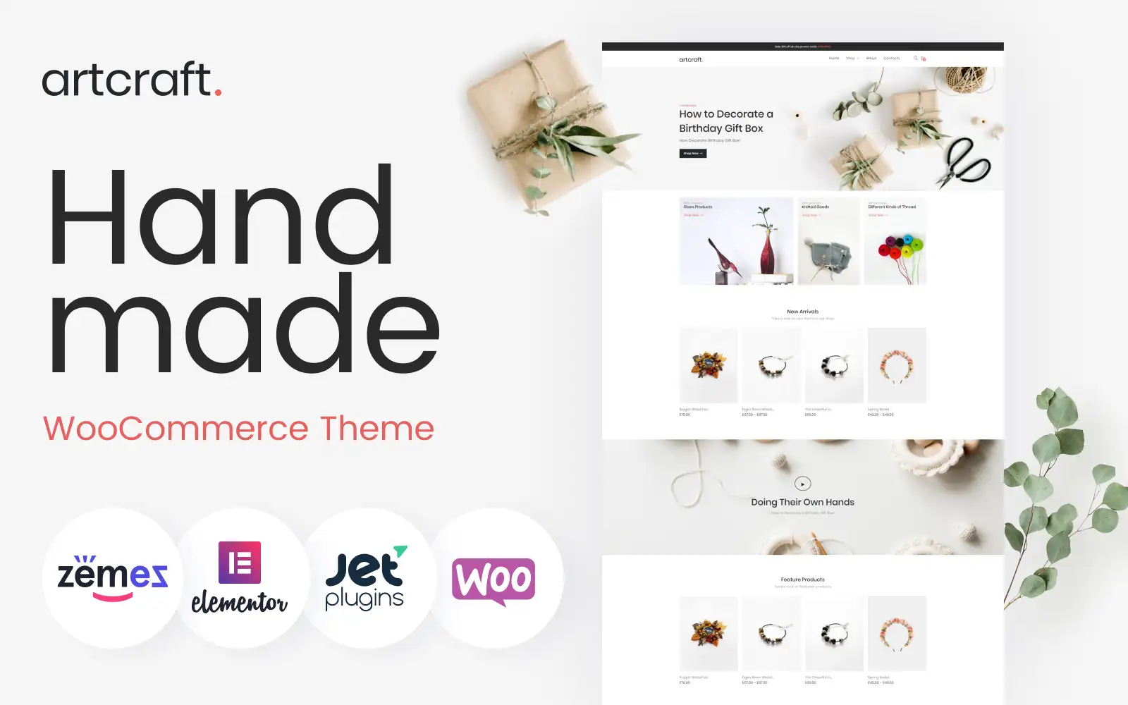 Artcraft – Handmade ECommerce Clean Elementor WooCommerce Theme
