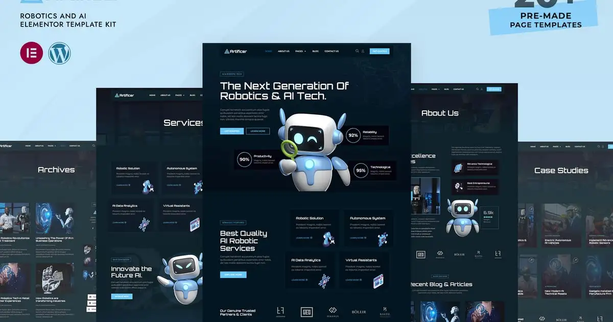 Artificer – Robotics & AI Elementor Pro Template Kit