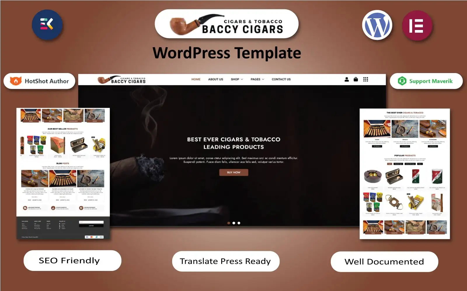 Baccy Cigars – Cigars & Tobacco WordPress Elementor Template WordPress Theme