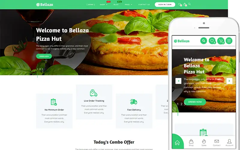 Bellaza – Pizza, Fast Food, Restaurant Ecommerce Website Template WordPress Theme