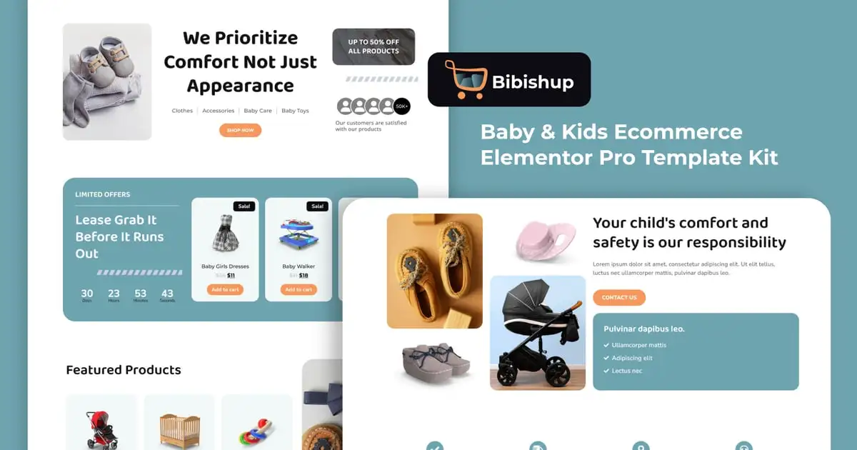 Bibishup – Baby & Kids Ecommerce Elementor Pro Template Kit