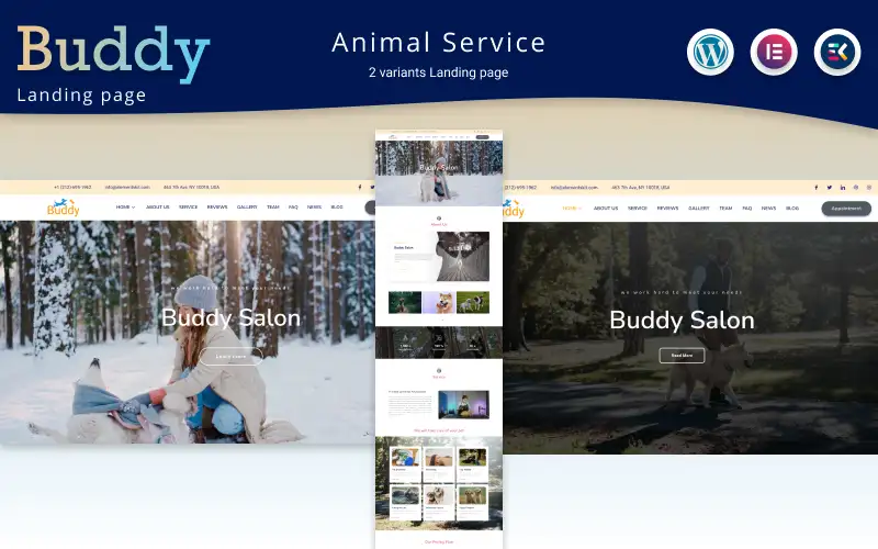 Buddy – Animal Service Elementor Landing page WordPress theme WordPress Theme