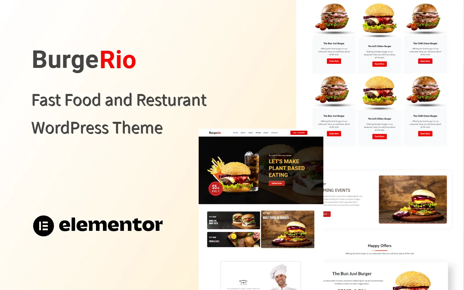 Burger – Fast Food and Restaurant One Page WordPress Theme