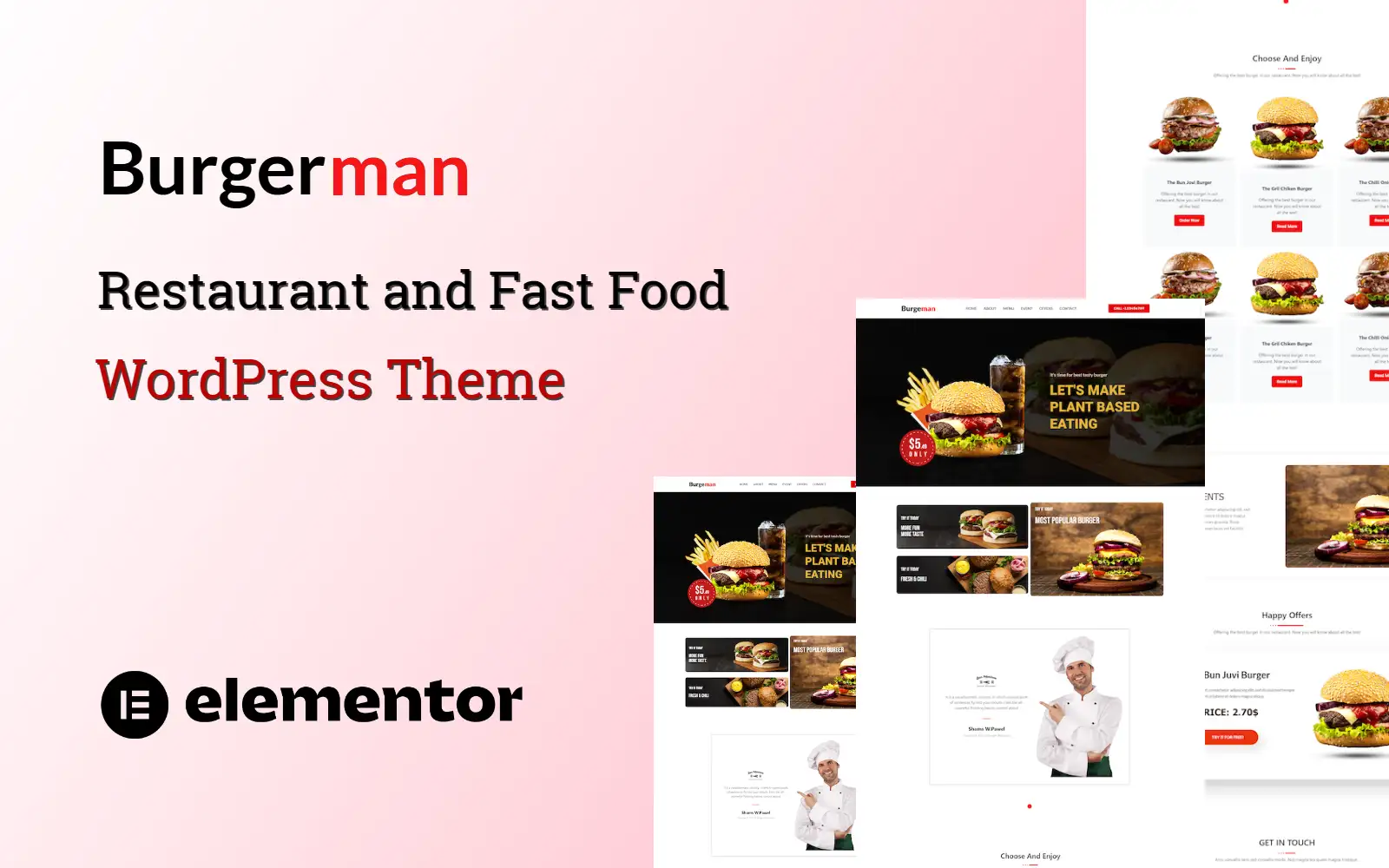Burgerman – Burger Restaurant and Fast Food One Page WordPress Theme