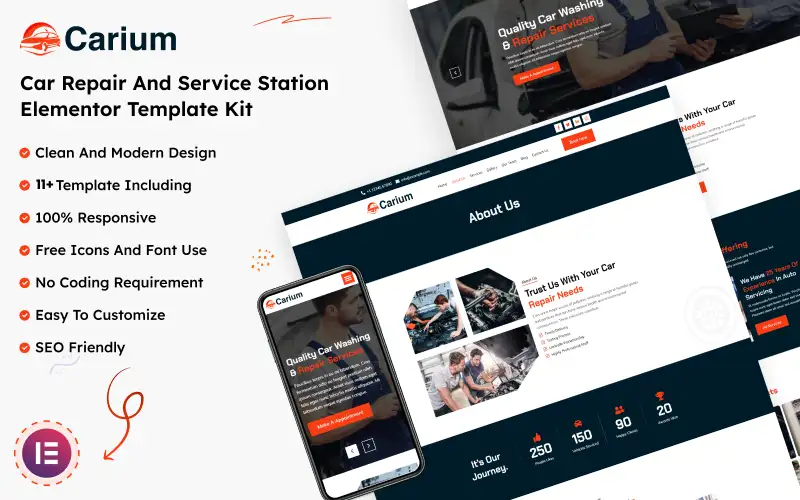 Carium – Car Repair and Service Station Elementor Template Kit Elementor Kit