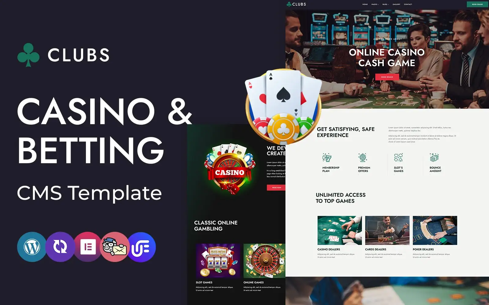 Clubs – Online Casino, Games and Betting WordPress Elementor CMS Theme WordPress Theme