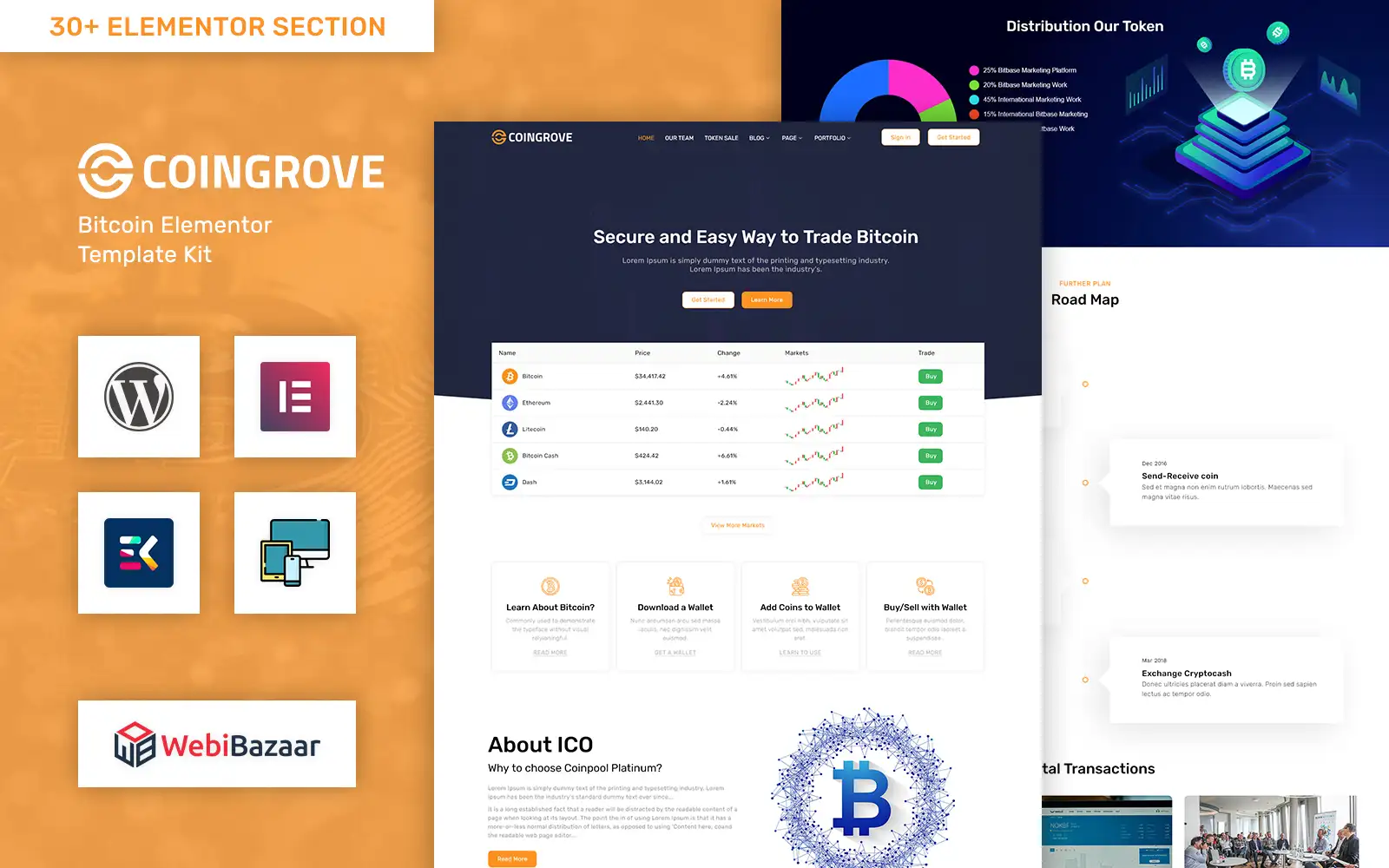 Coingrove – Bitcoin & Cryptocurrency Elementor WordPress Theme