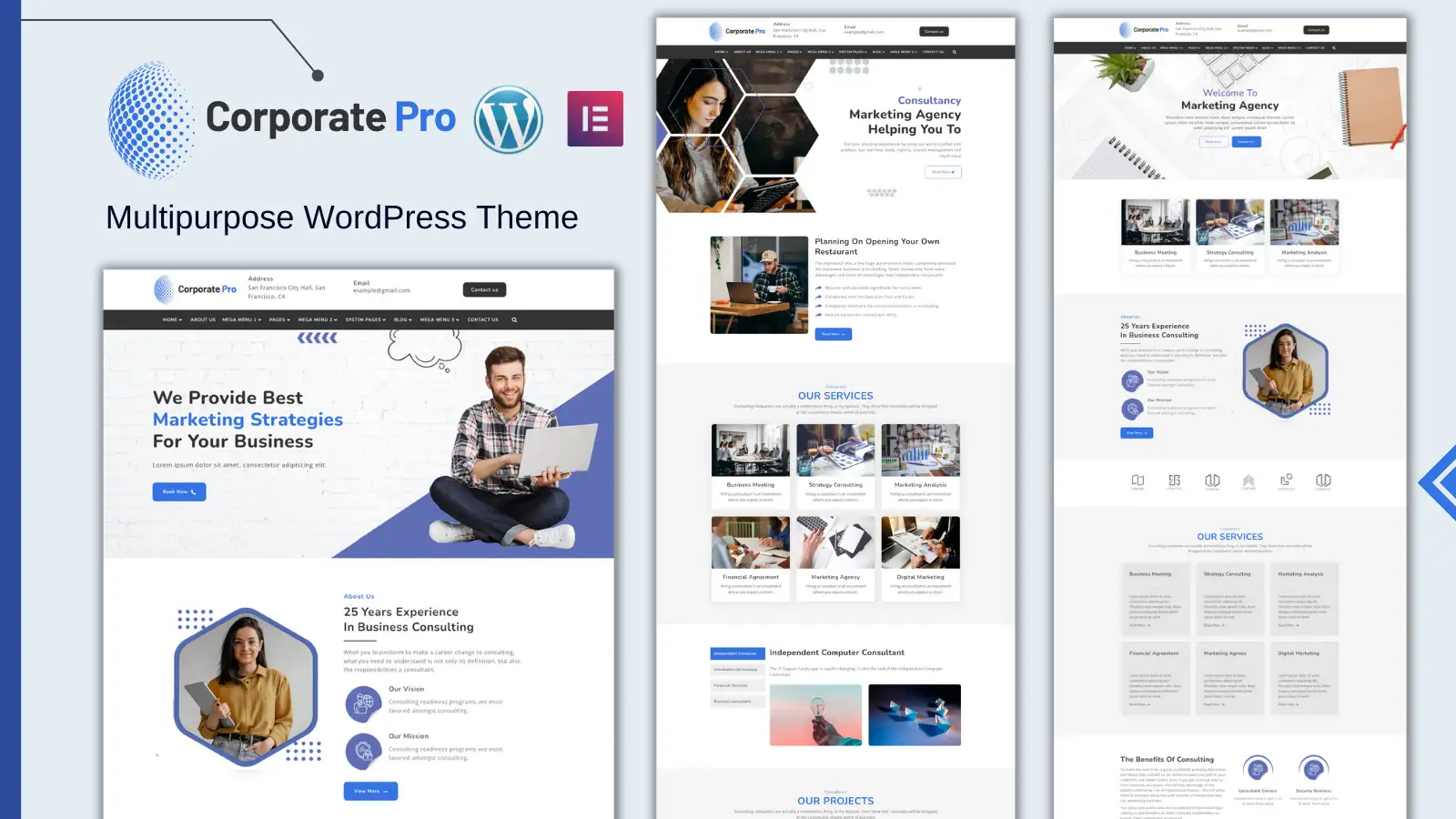 Corporate Pro – Multipage WordPress Theme using Elementor Builder