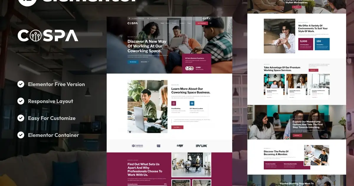 Cospa – Coworking Space & Virtual Office Elementor Template Kit