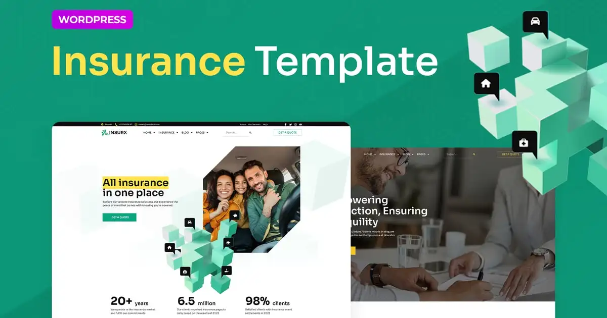 Insurx – Insurance Agency Elementor Pro Template Kit