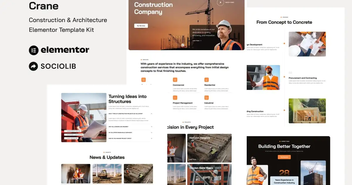 Crane – Construction & Architecture Elementor Template Kit