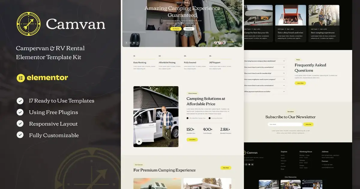 Camvan – Campervan & RV Rental Elementor Template Kit