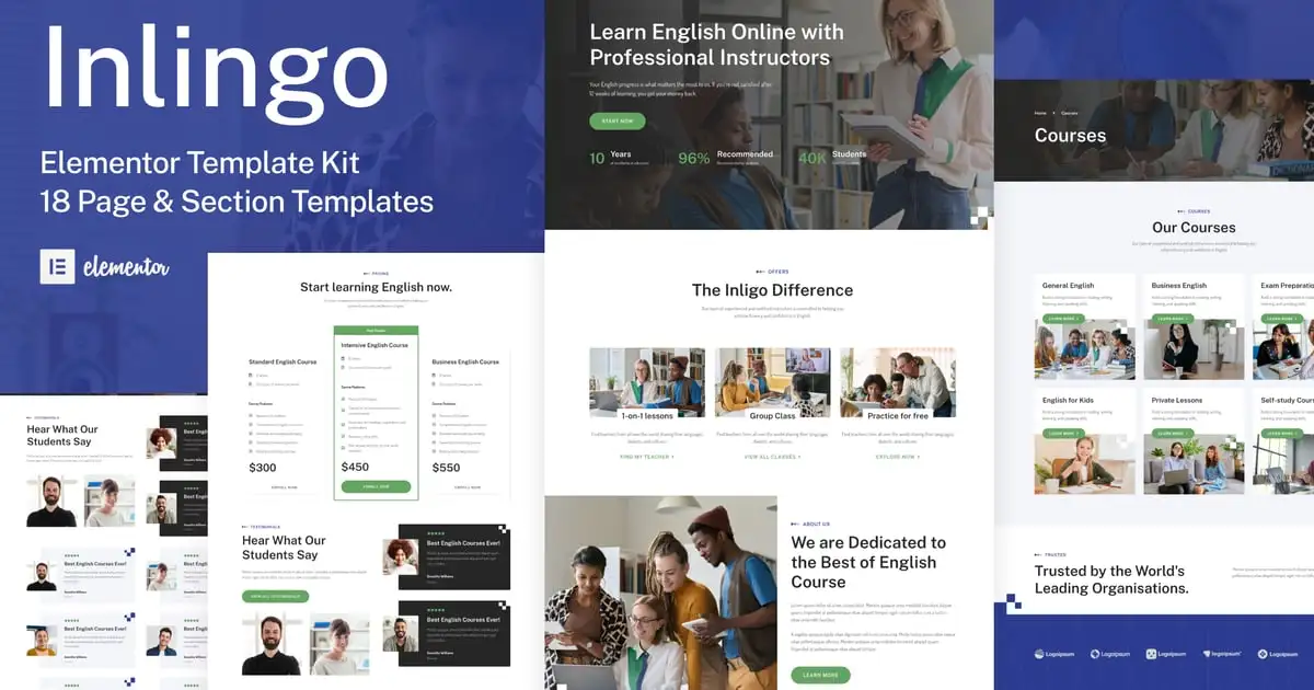 Inlingo – Professional English Course Elementor Template Kit