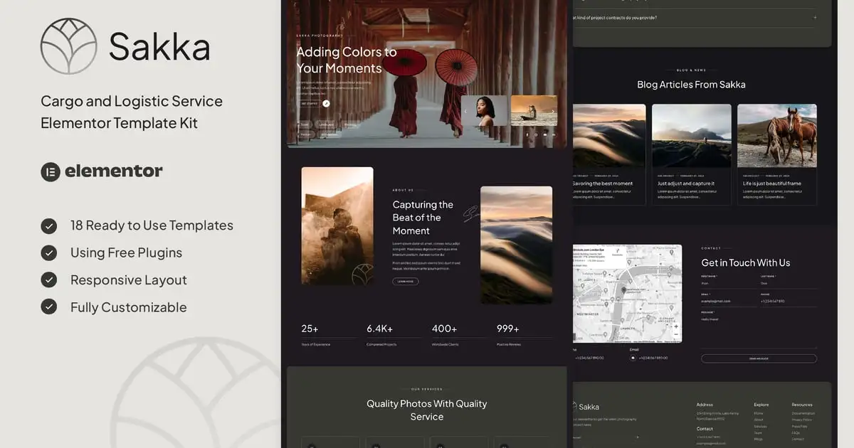 Sakka – Photography Service & Portfolio Elementor Template Kit
