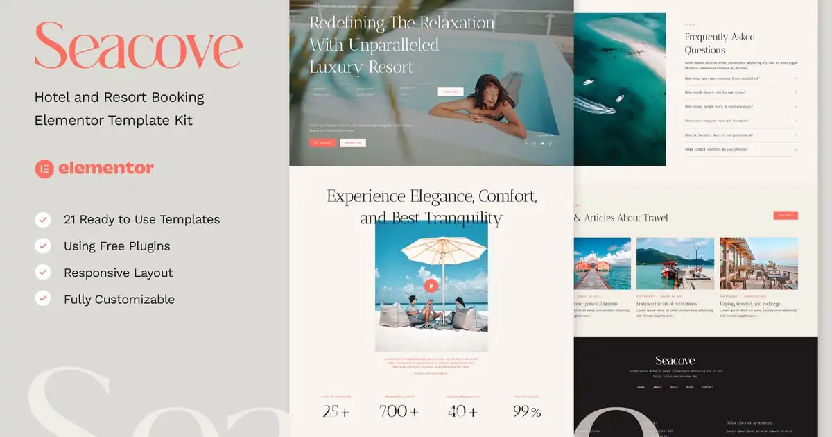 Seacove – Hotel and Resort Booking Elementor Template Kit