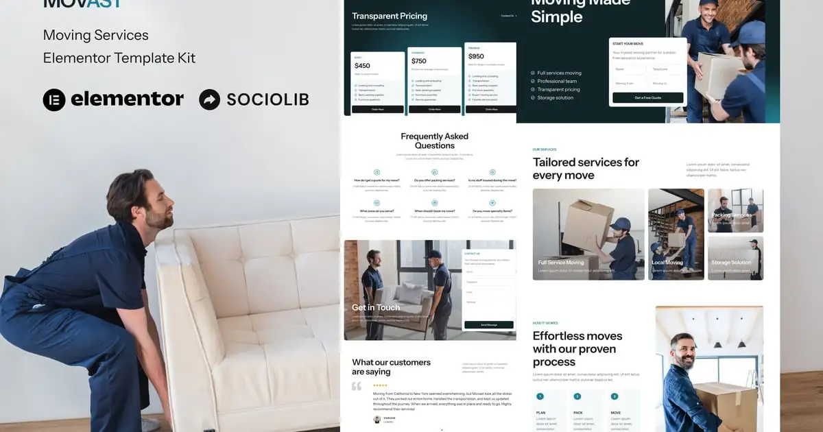 Movast – Moving & Relocation Services Elementor Template Kit