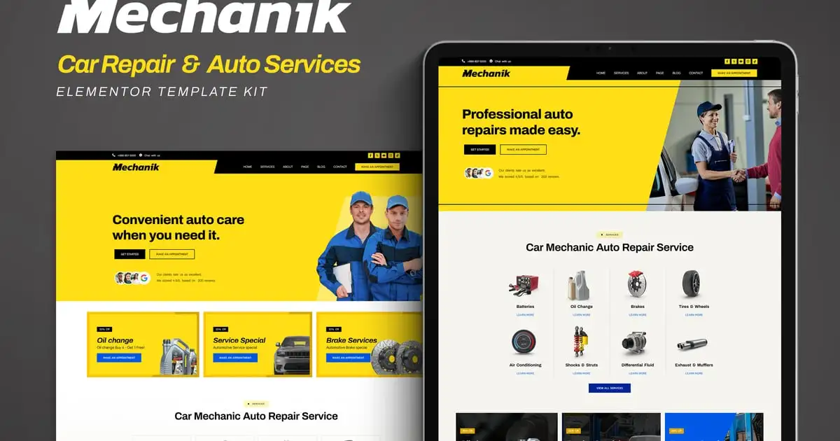 Mechanik – Car Repair & Auto Services Elementor Template Kit